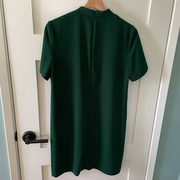 Zara Dark Green Shift V-Neck Mini Dress Size Small - Picture 5 of 7